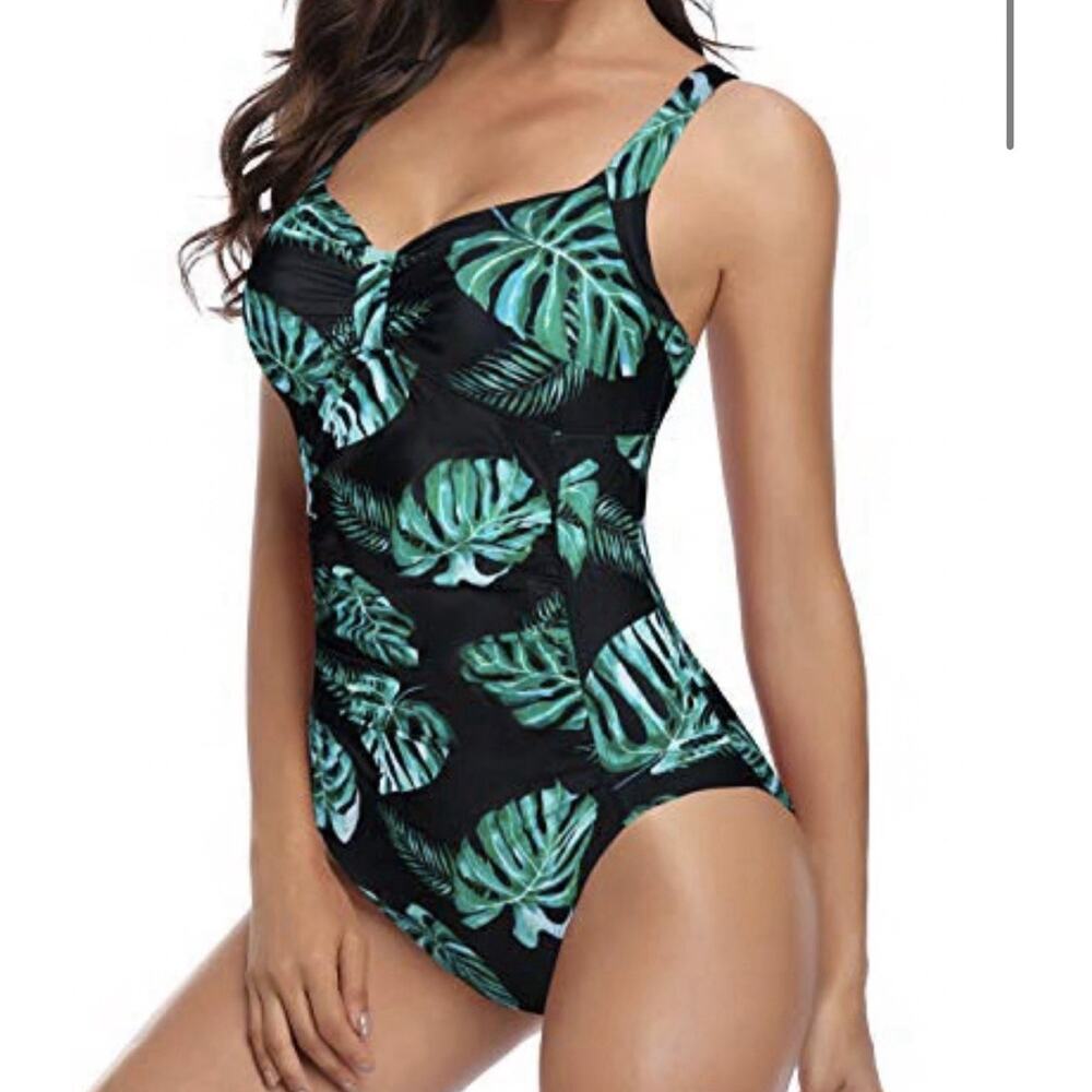 Tempt Me Women's One Piece Swimsuit Sz L Slimming Tummy Control Tropical Resort